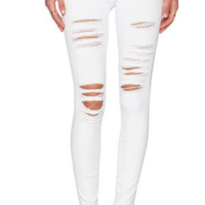 FRAME DENIM Le Skinny De Jeanne White  Distressed Jeans 24